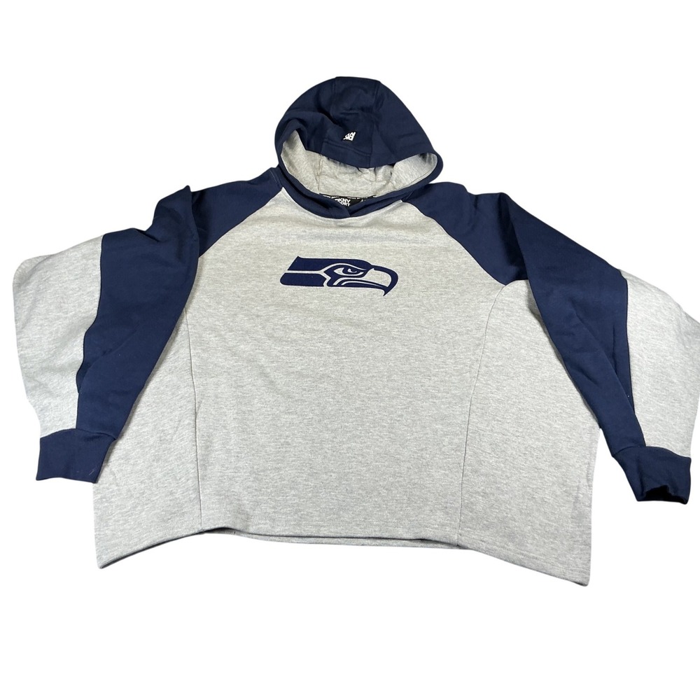 DKNY Sport Seattle Seahawks Fleece Sweatshirt Women's XL Gray Blue NFL NWT